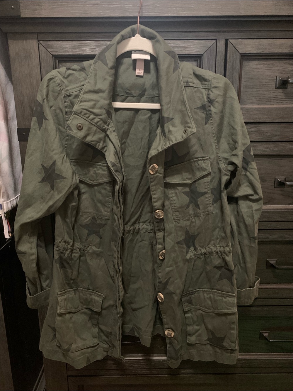 Knox Rose Olive Utility Jacket with Star Print